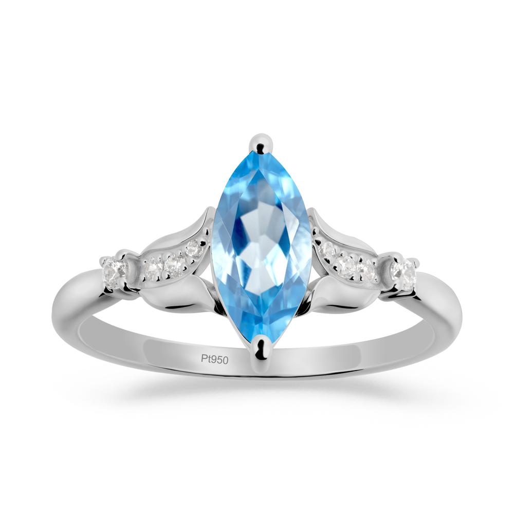 Marquise Swiss Blue Topaz Floral Engagement Ring - LUO Jewelry #metal_platinum