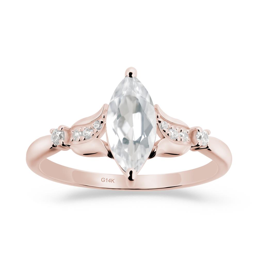 Marquise White Topaz Floral Engagement Ring - LUO Jewelry #metal_14k rose gold