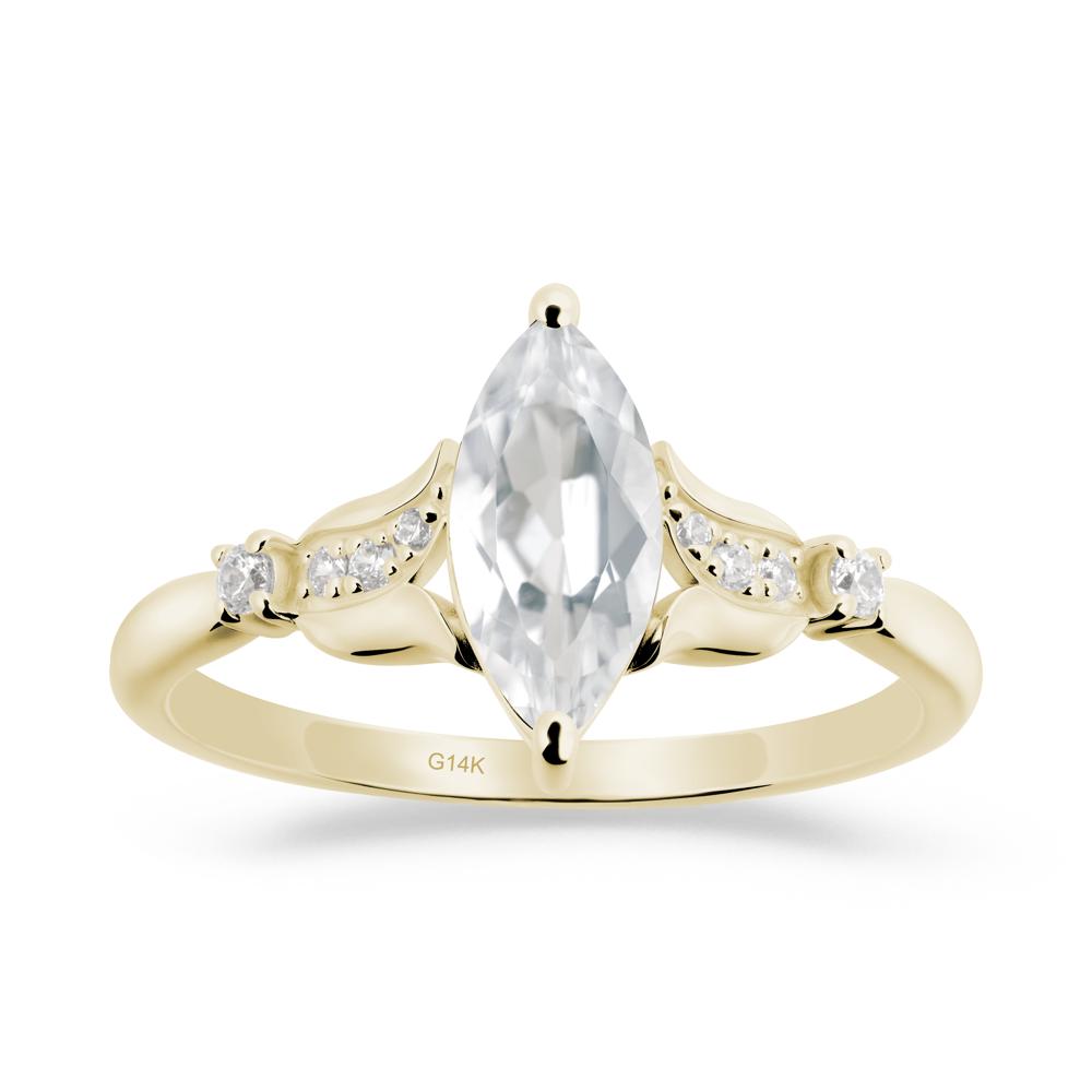 Marquise White Topaz Floral Engagement Ring - LUO Jewelry #metal_14k yellow gold