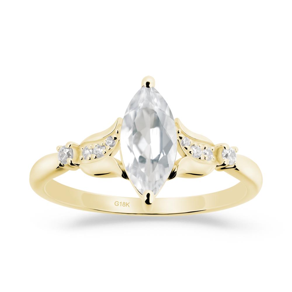 Marquise White Topaz Floral Engagement Ring - LUO Jewelry #metal_18k yellow gold