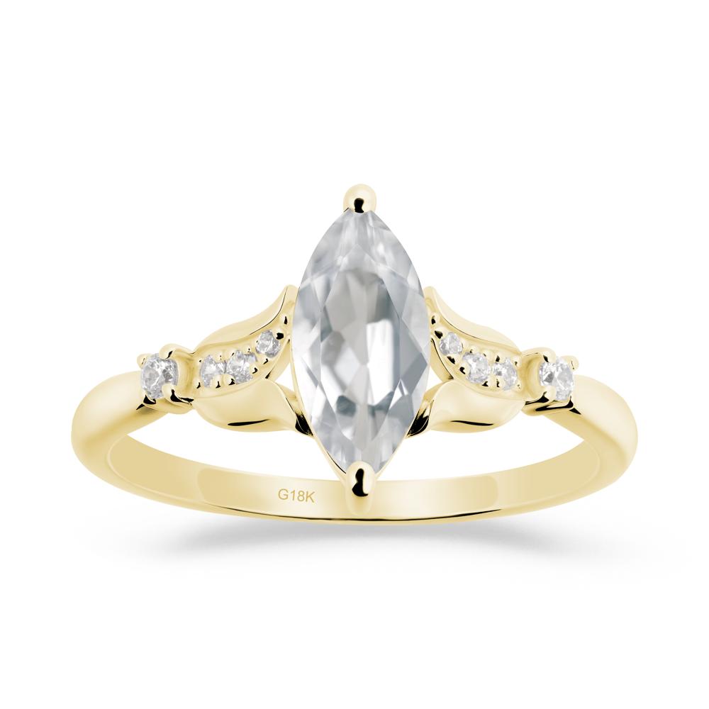 Marquise White Topaz Floral Engagement Ring - LUO Jewelry #metal_18k yellow gold