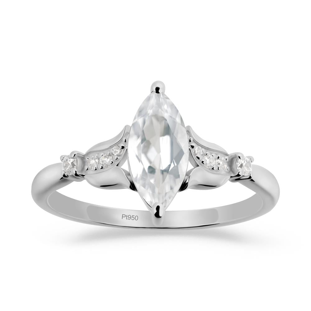 Marquise White Topaz Floral Engagement Ring - LUO Jewelry #metal_platinum
