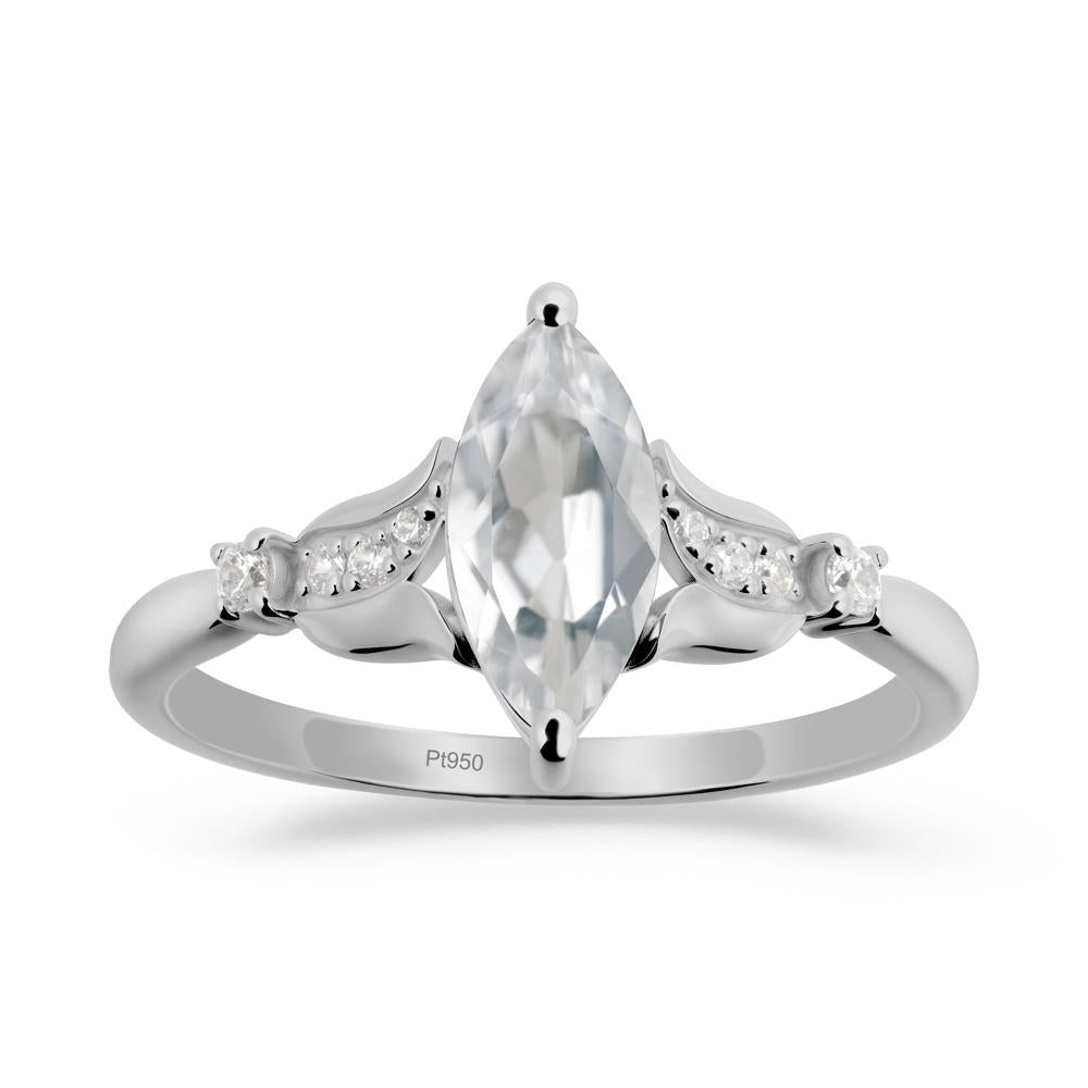 Marquise White Topaz Floral Engagement Ring - LUO Jewelry #metal_platinum