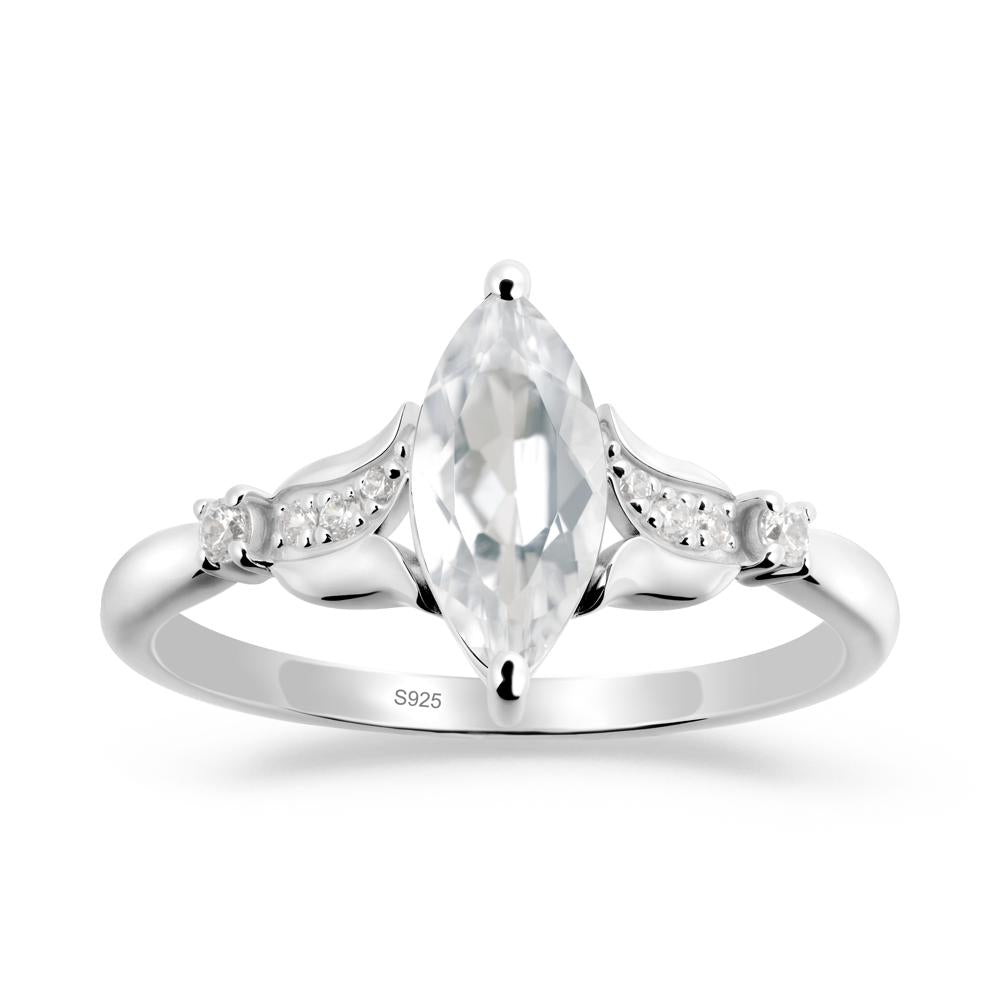 Marquise White Topaz Floral Engagement Ring - LUO Jewelry #metal_sterling silver
