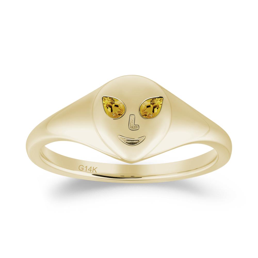 Smile Emoji Signet Citrine Ring - LUO Jewelry #metal_14k yellow gold