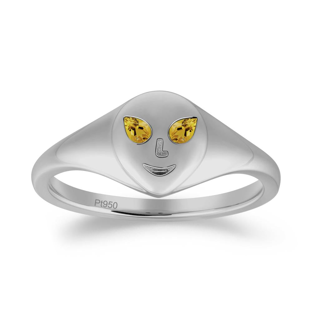 Smile Emoji Signet Citrine Ring - LUO Jewelry #metal_platinum