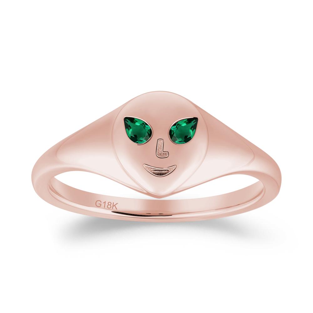 Smile Emoji Signet Emerald Ring - LUO Jewelry #metal_18k rose gold
