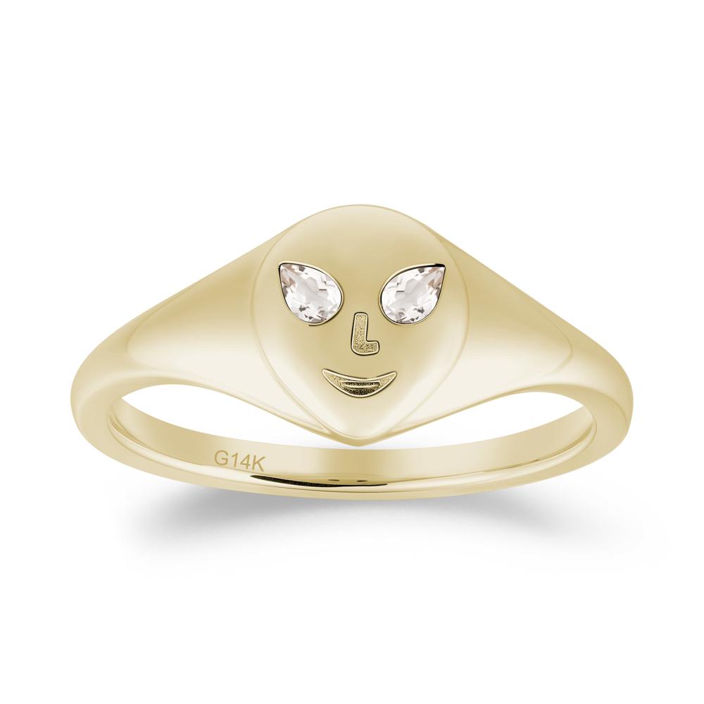 Pear Cut Morganite Ring with Smile Emoji - LUO Jewelry #metal_14k yellow gold