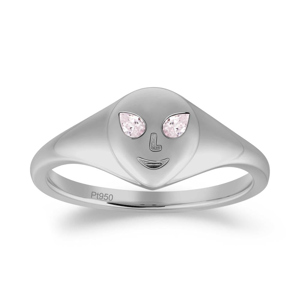 Smile Emoji Signet Pink Cubic Zirconia Ring - LUO Jewelry #metal_platinum