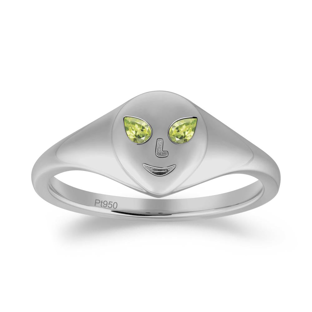 Pear Cut Peridot Ring with Smile Emoji - LUO Jewelry #metal_platinum