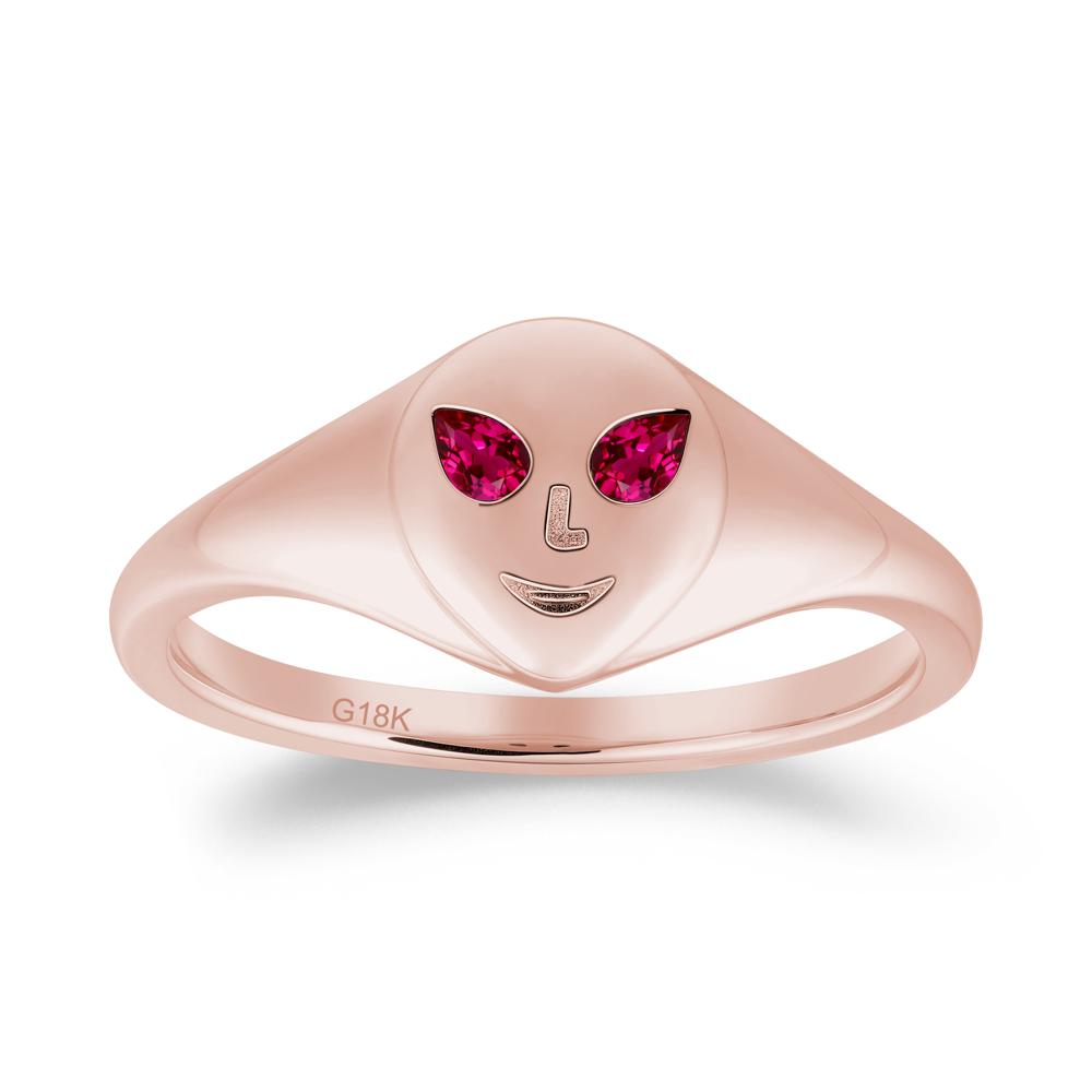 Smile Emoji Signet Ruby Ring - LUO Jewelry #metal_18k rose gold