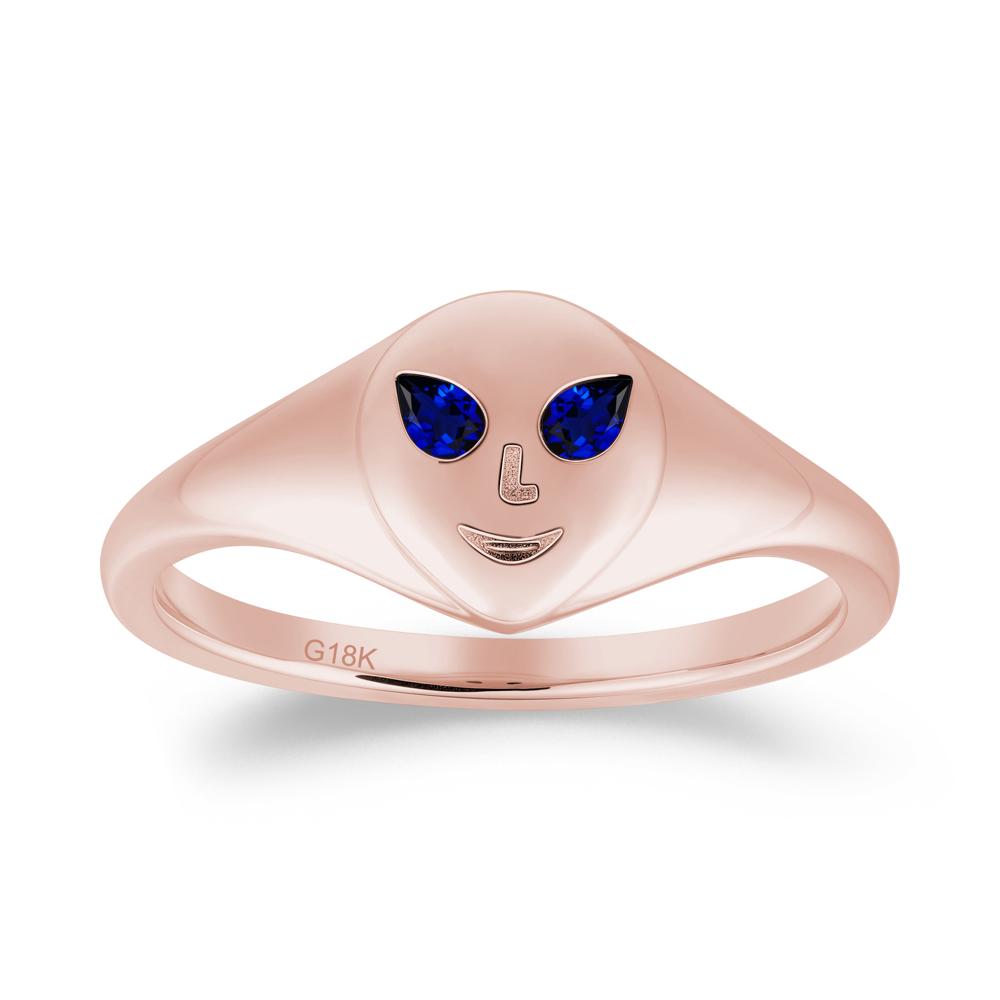Pear Cut Sapphire Ring with Smile Emoji - LUO Jewelry #metal_18k rose gold