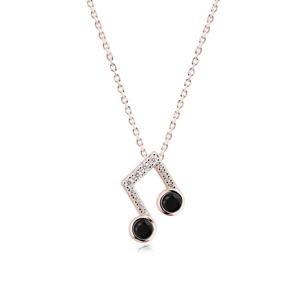Black Spinel Musical Note Necklace - LUO Jewelry #metal_14k rose gold