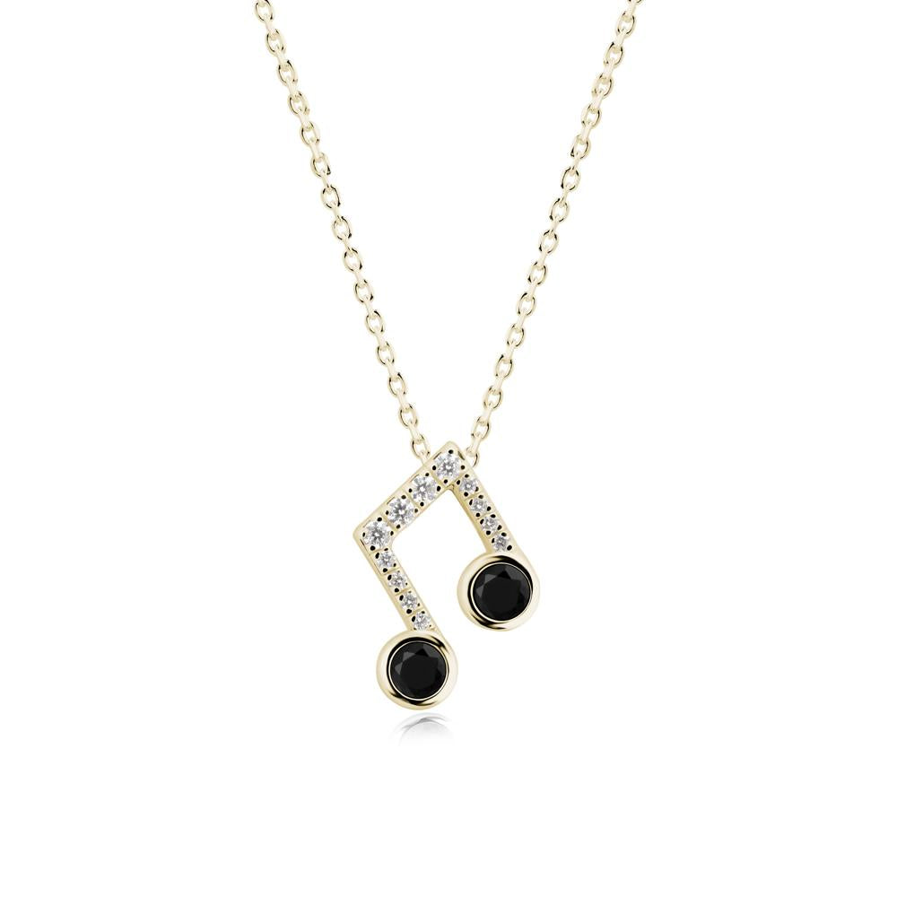 Black Spinel Musical Note Necklace - LUO Jewelry #metal_14k yellow gold