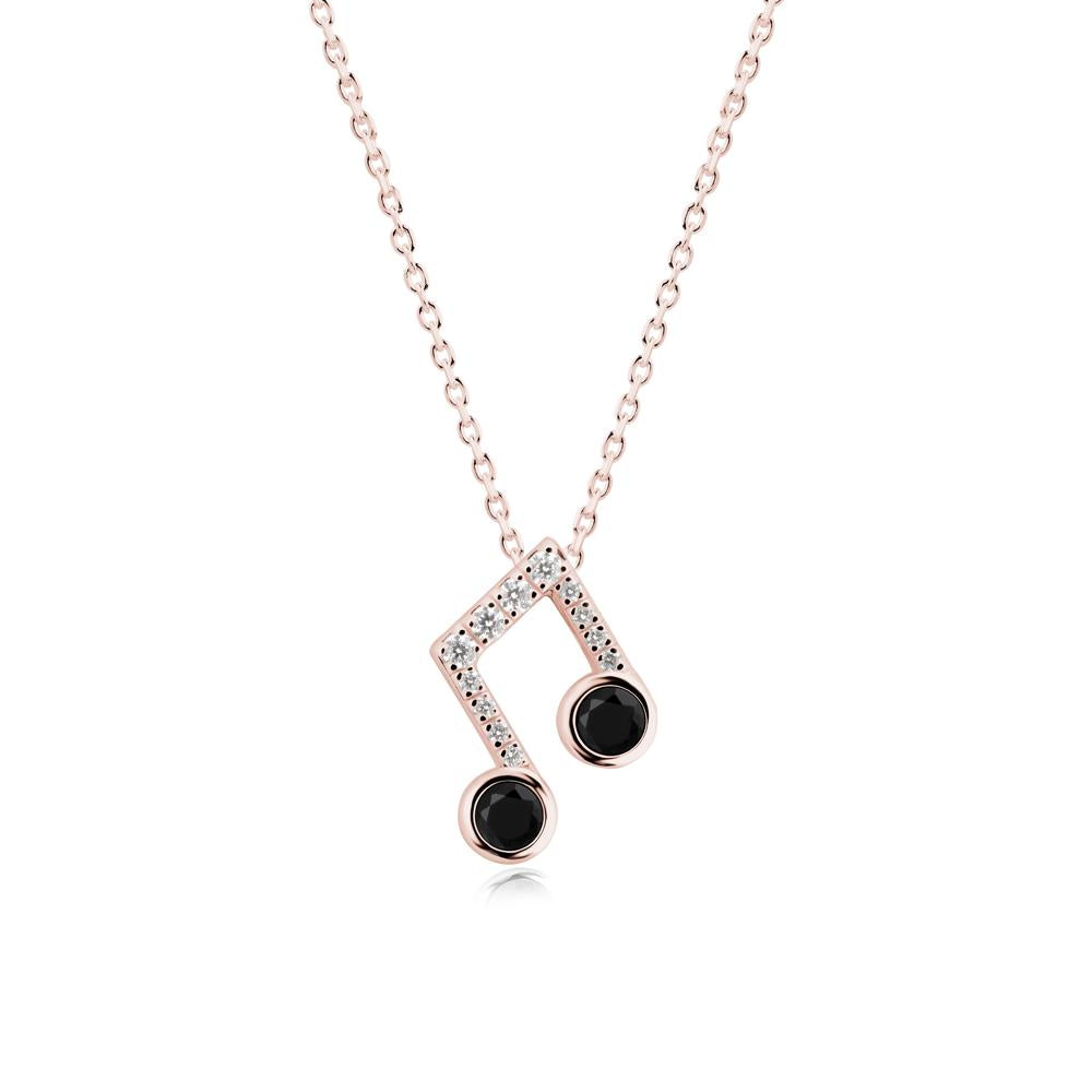 Black Spinel Musical Note Necklace - LUO Jewelry #metal_18k rose gold