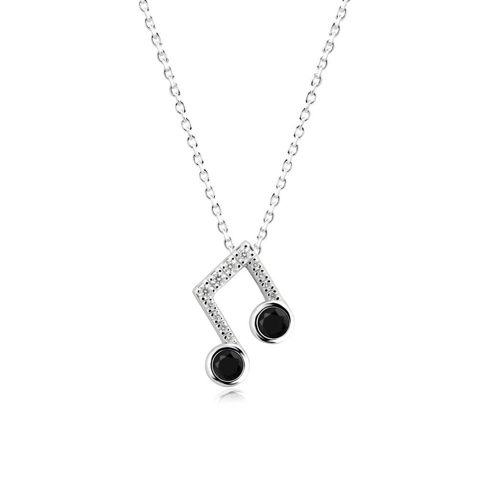 Black Spinel Musical Note Necklace - LUO Jewelry #metal_18k white gold