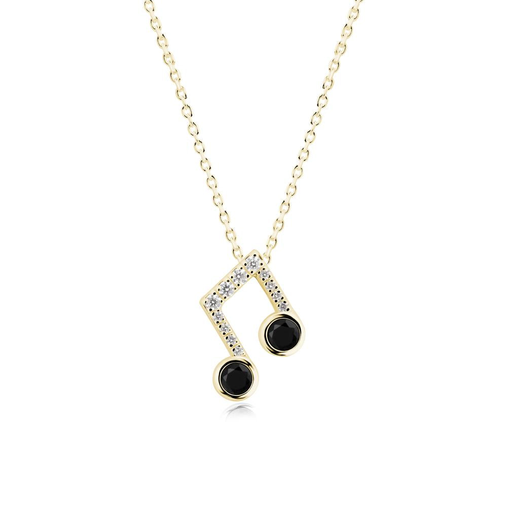 Black Spinel Musical Note Necklace - LUO Jewelry #metal_18k yellow gold