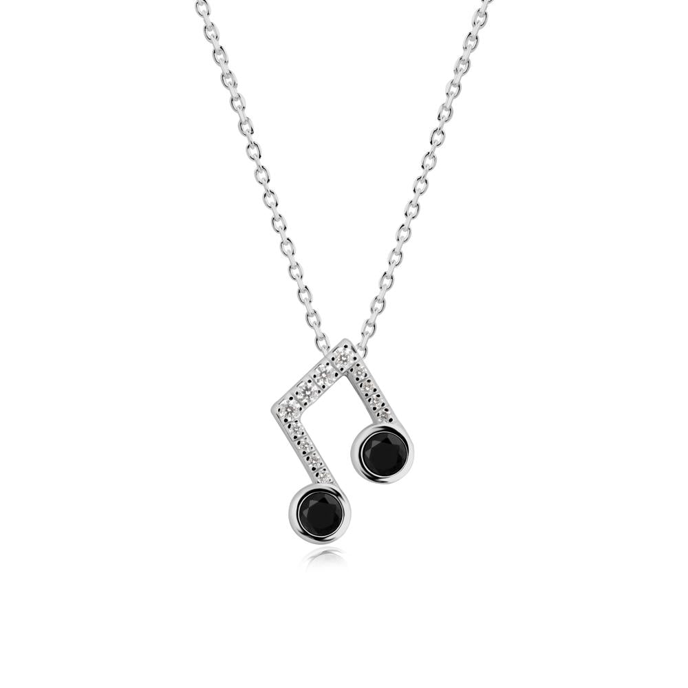 Black Spinel Musical Note Necklace - LUO Jewelry #metal_platinum