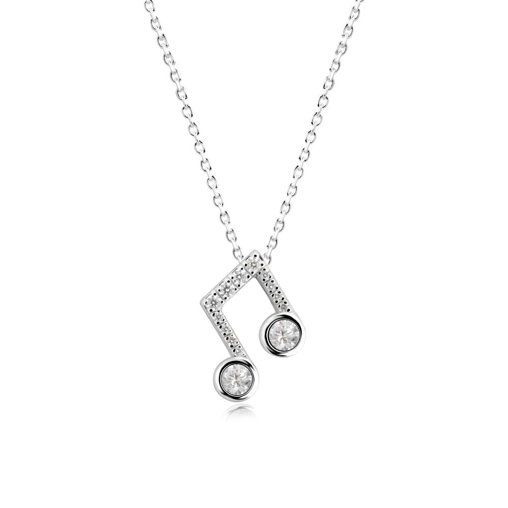 Musical Note Inspired Cubic Zirconia Pendant - LUO Jewelry #metal_14k white gold