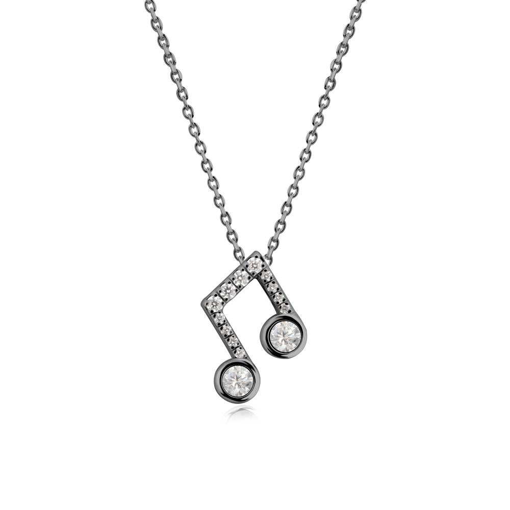 Musical Note Inspired Cubic Zirconia Pendant - LUO Jewelry #metal_black finish sterling silver