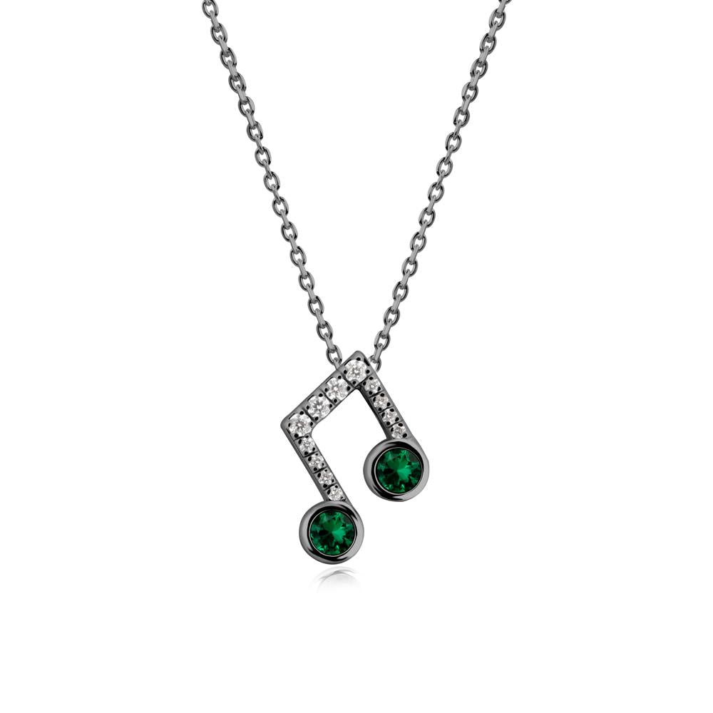 Musical Note Inspired Emerald Pendant - LUO Jewelry #metal_black finish sterling silver