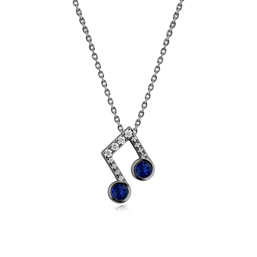 Sapphire Musical Note Necklace - LUO Jewelry #metal_black finish sterling silver