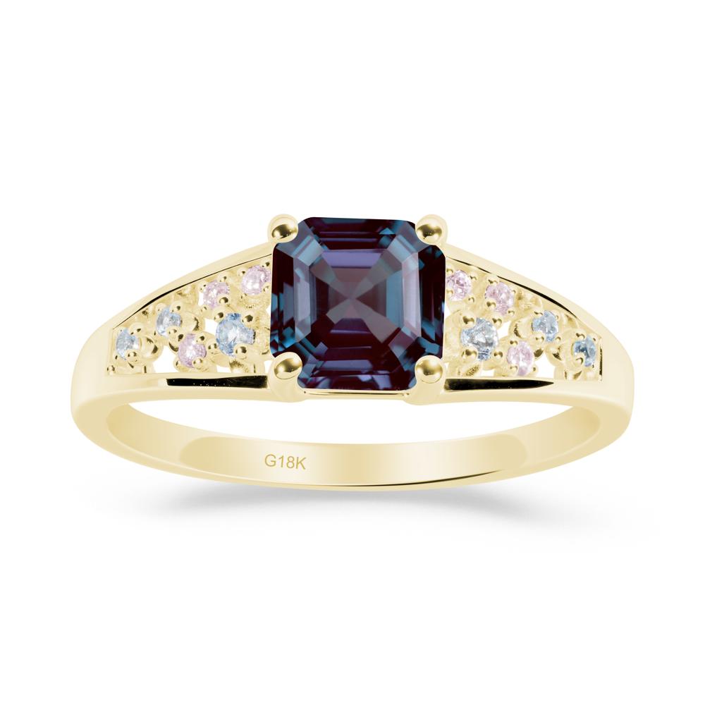 Asscher Cut Alexandrite Cluster Ring - LUO Jewelry #metal_18k yellow gold