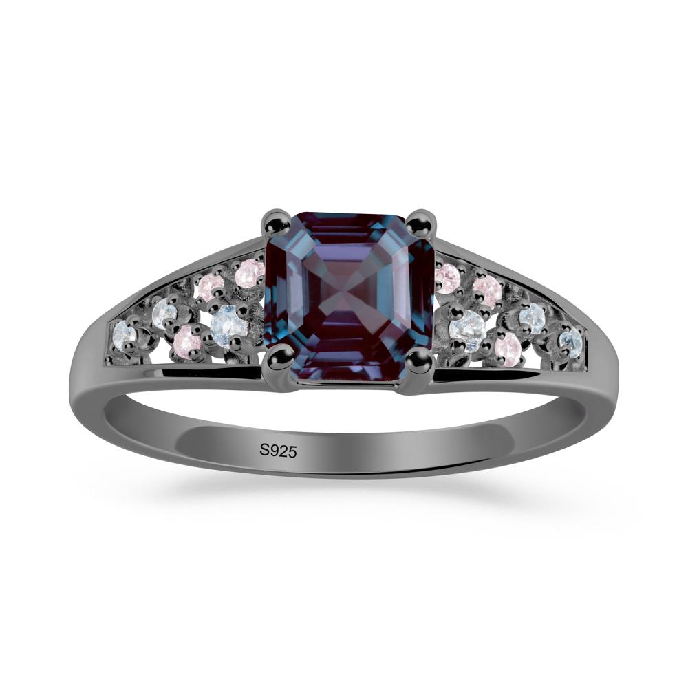 Asscher Cut Alexandrite Cluster Ring - LUO Jewelry #metal_black finish sterling silver