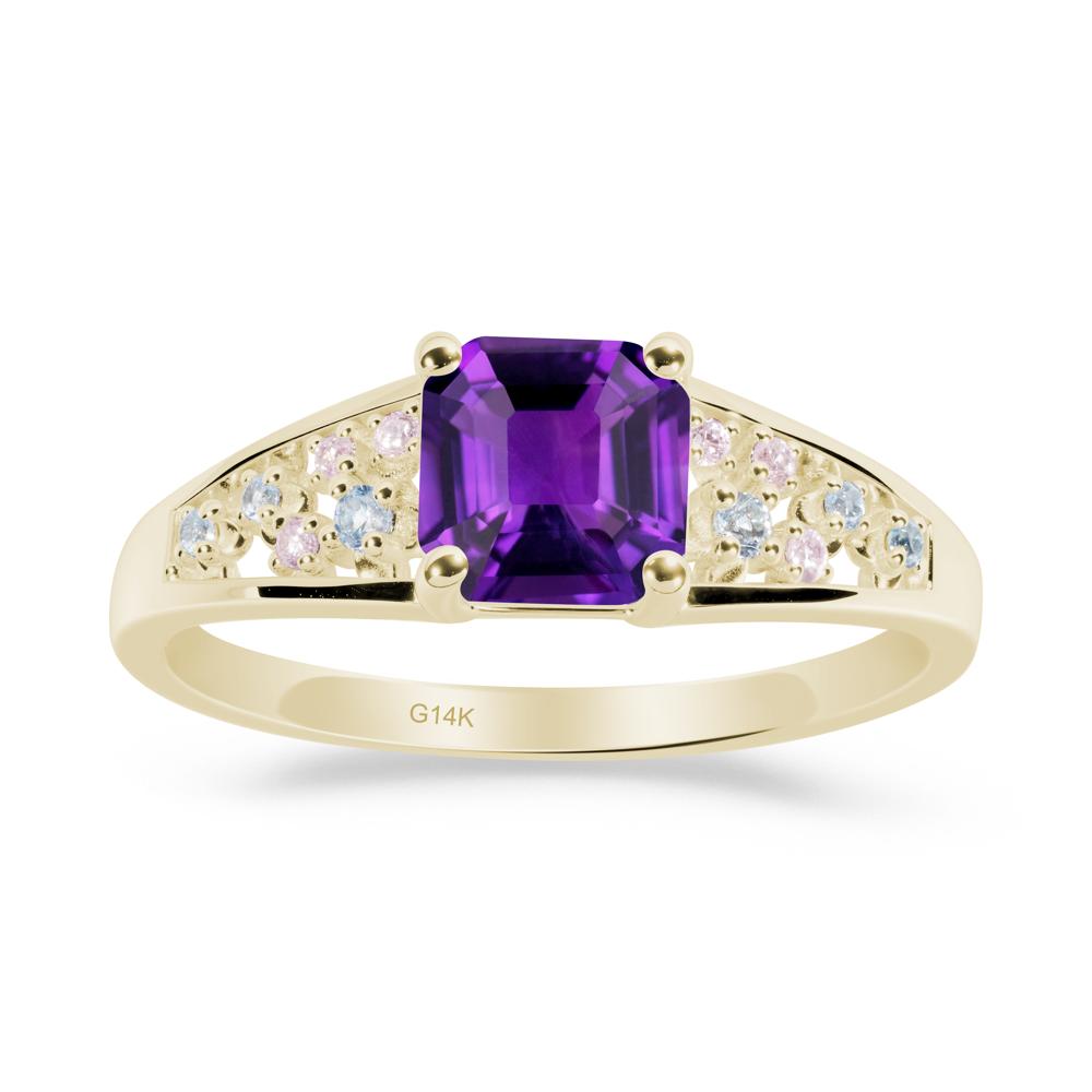 Cluster Asscher Cut Amethyst Ring - LUO Jewelry #metal_14k yellow gold