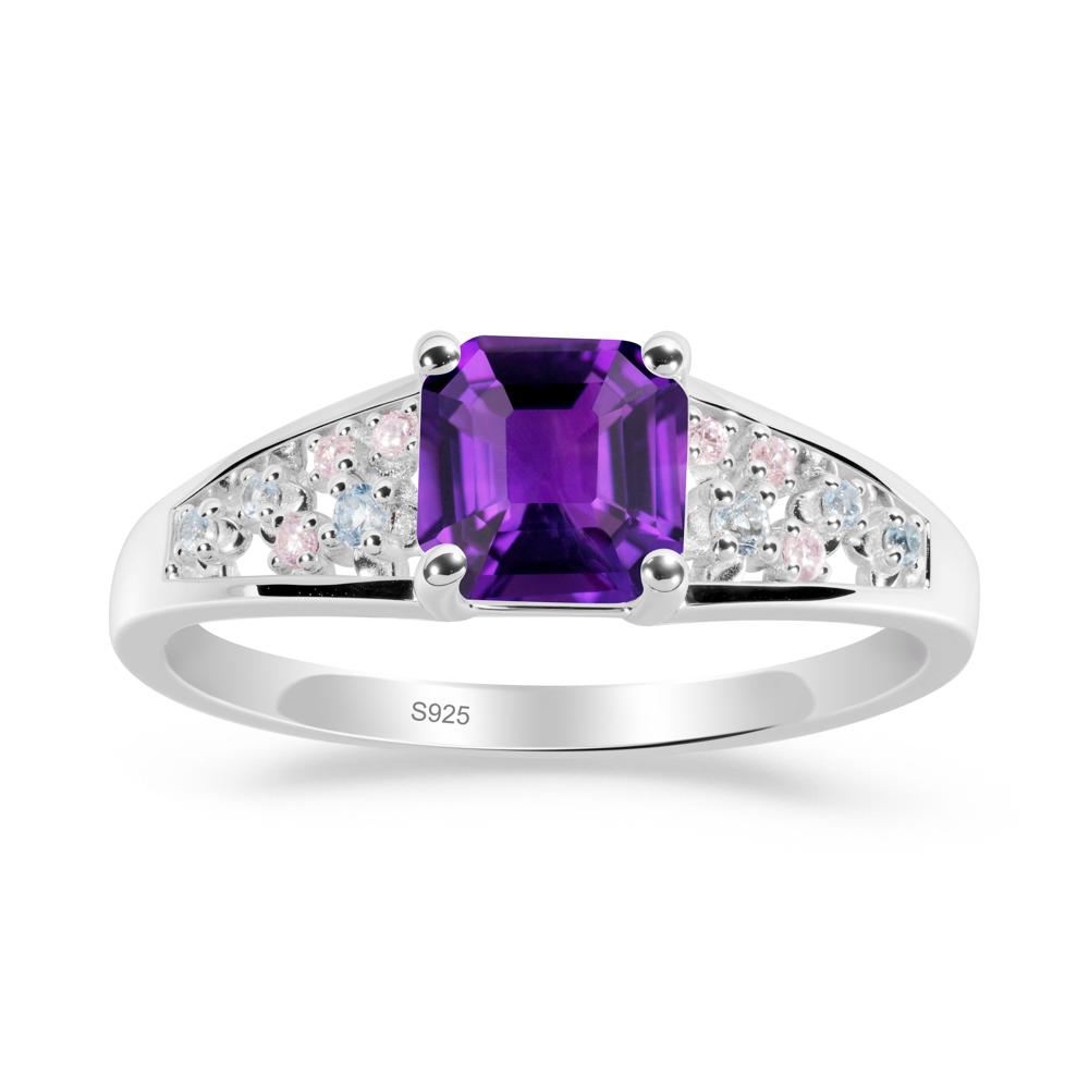Cluster Asscher Cut Amethyst Ring - LUO Jewelry #metal_sterling silver