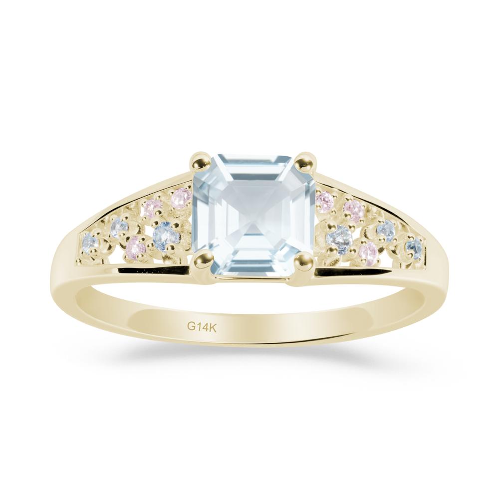 Cluster Asscher Cut Aquamarine Ring - LUO Jewelry #metal_14k yellow gold