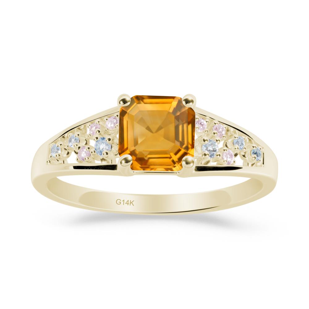 Cluster Asscher Cut Citrine Ring - LUO Jewelry #metal_14k yellow gold