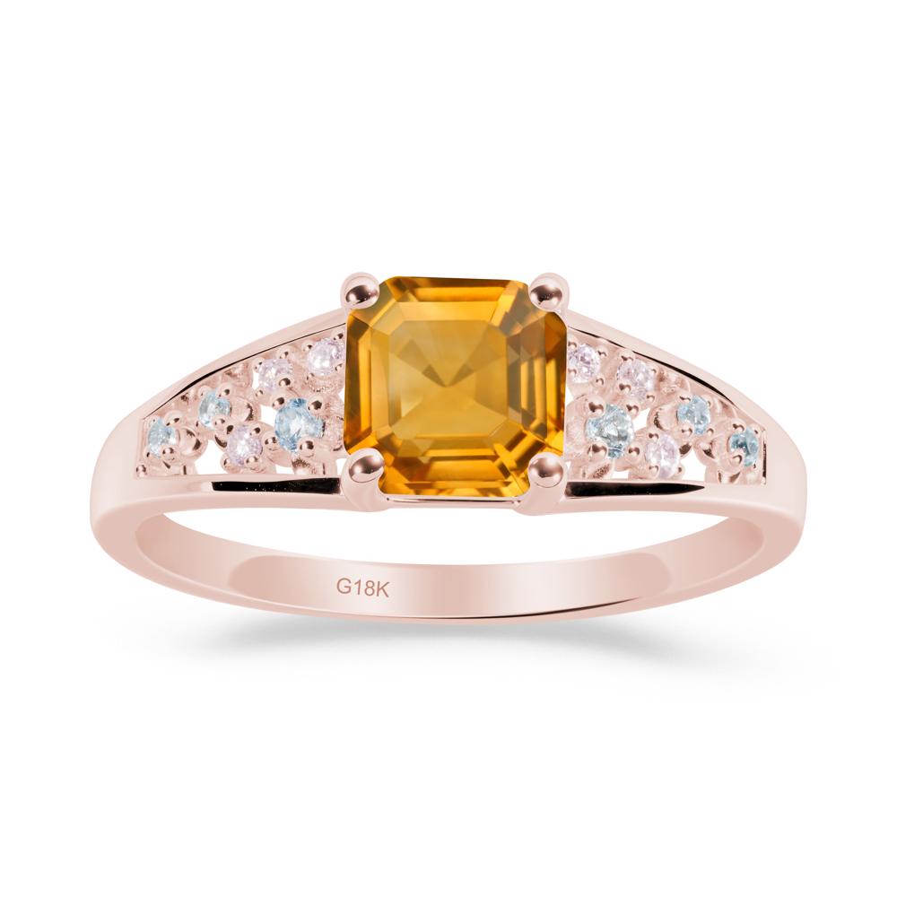 Cluster Asscher Cut Citrine Ring - LUO Jewelry #metal_18k rose gold
