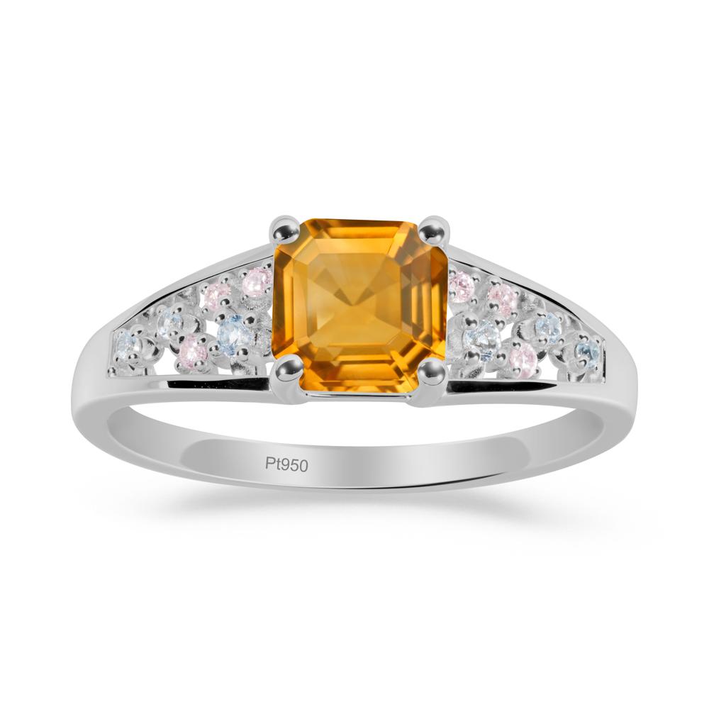 Cluster Asscher Cut Citrine Ring - LUO Jewelry #metal_platinum