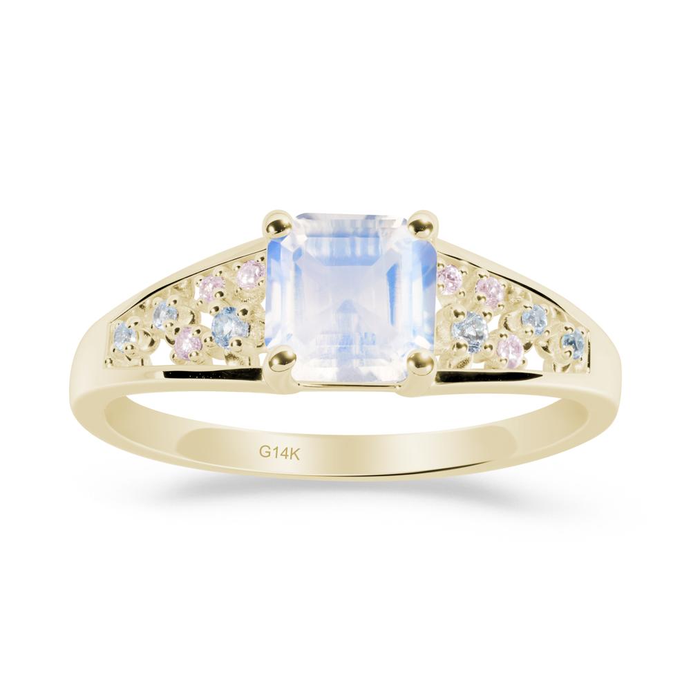 Cluster Asscher Cut Moonstone Ring - LUO Jewelry #metal_14k yellow gold