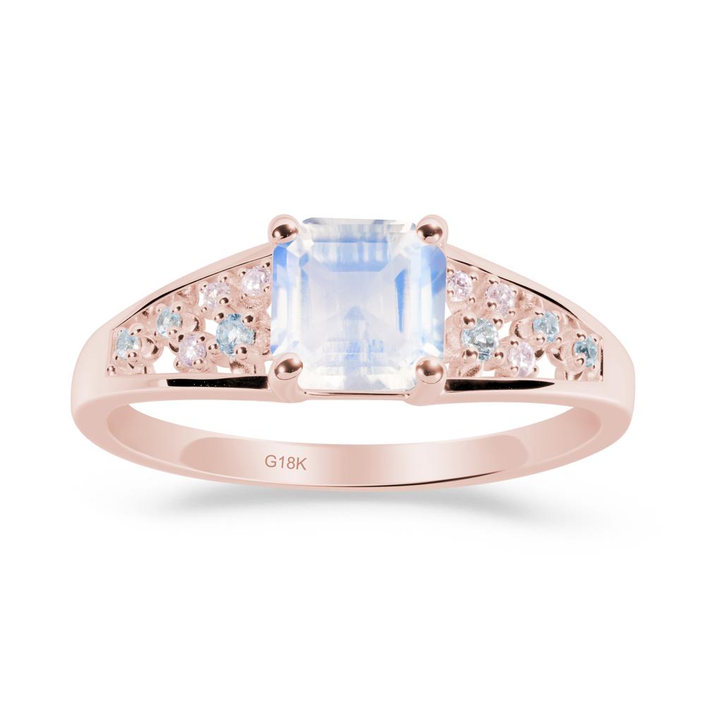 Cluster Asscher Cut Moonstone Ring - LUO Jewelry #metal_18k rose gold