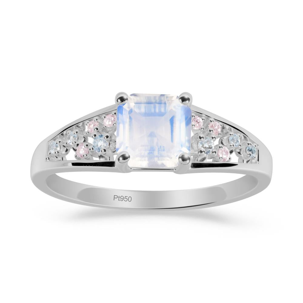 Cluster Asscher Cut Moonstone Ring - LUO Jewelry #metal_platinum