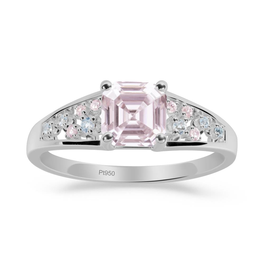 Cluster Asscher Cut Pink Cubic Zirconia Ring - LUO Jewelry #metal_platinum