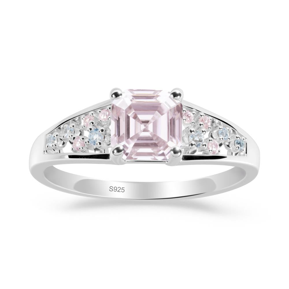 Cluster Asscher Cut Pink Cubic Zirconia Ring - LUO Jewelry #metal_sterling silver