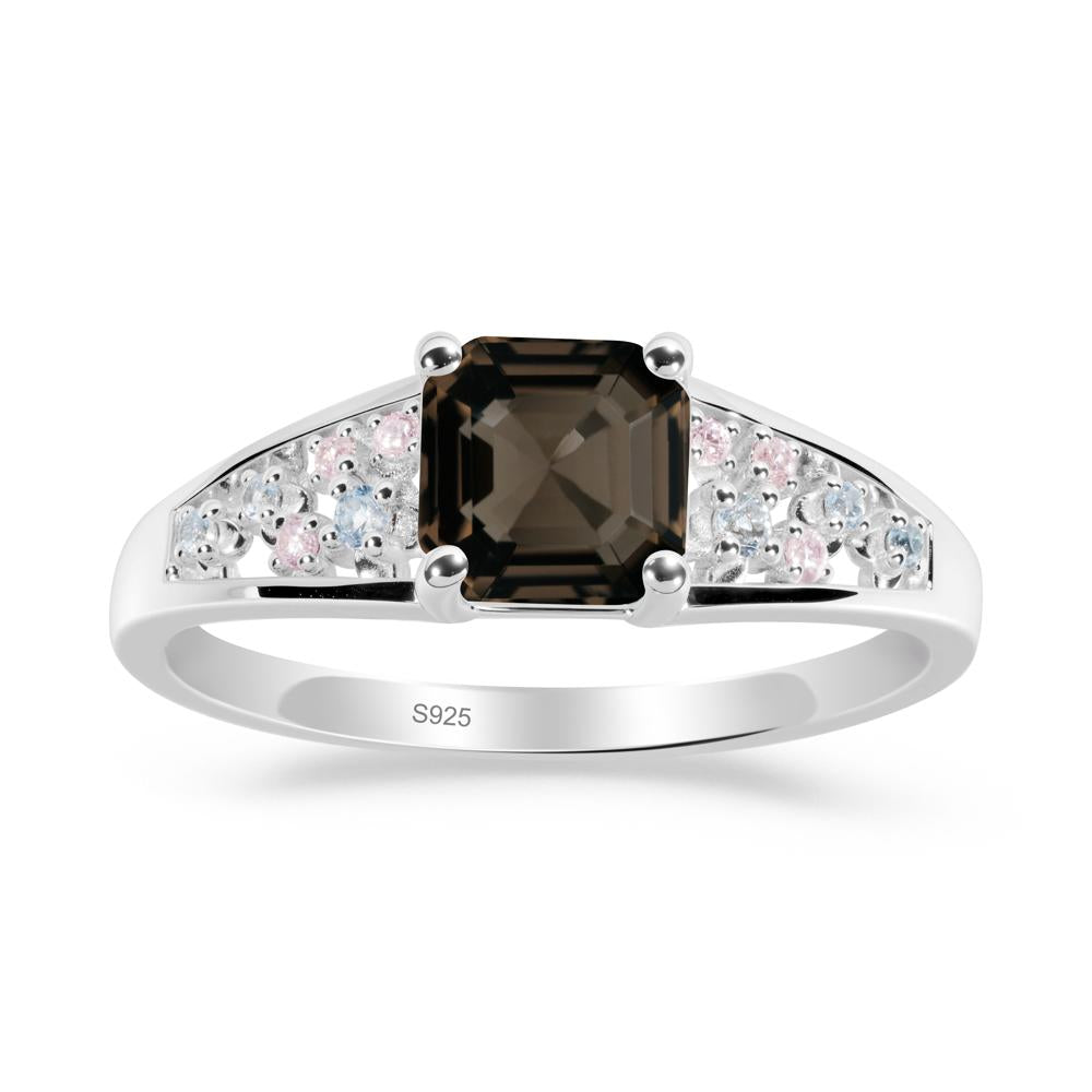Cluster Asscher Cut Smoky Quartz Ring - LUO Jewelry #metal_sterling silver