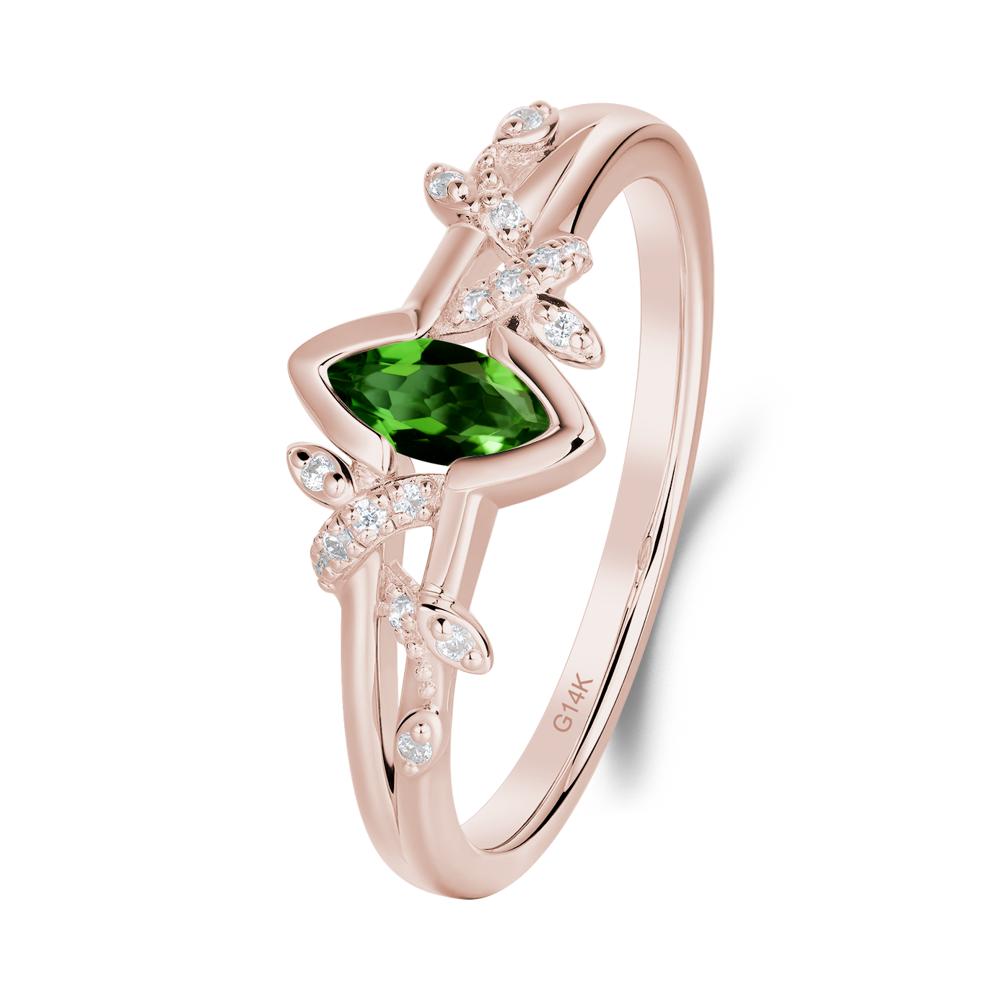 Unique Marquise Diopside Leaf Ring - LUO Jewelry #metal_14k rose gold