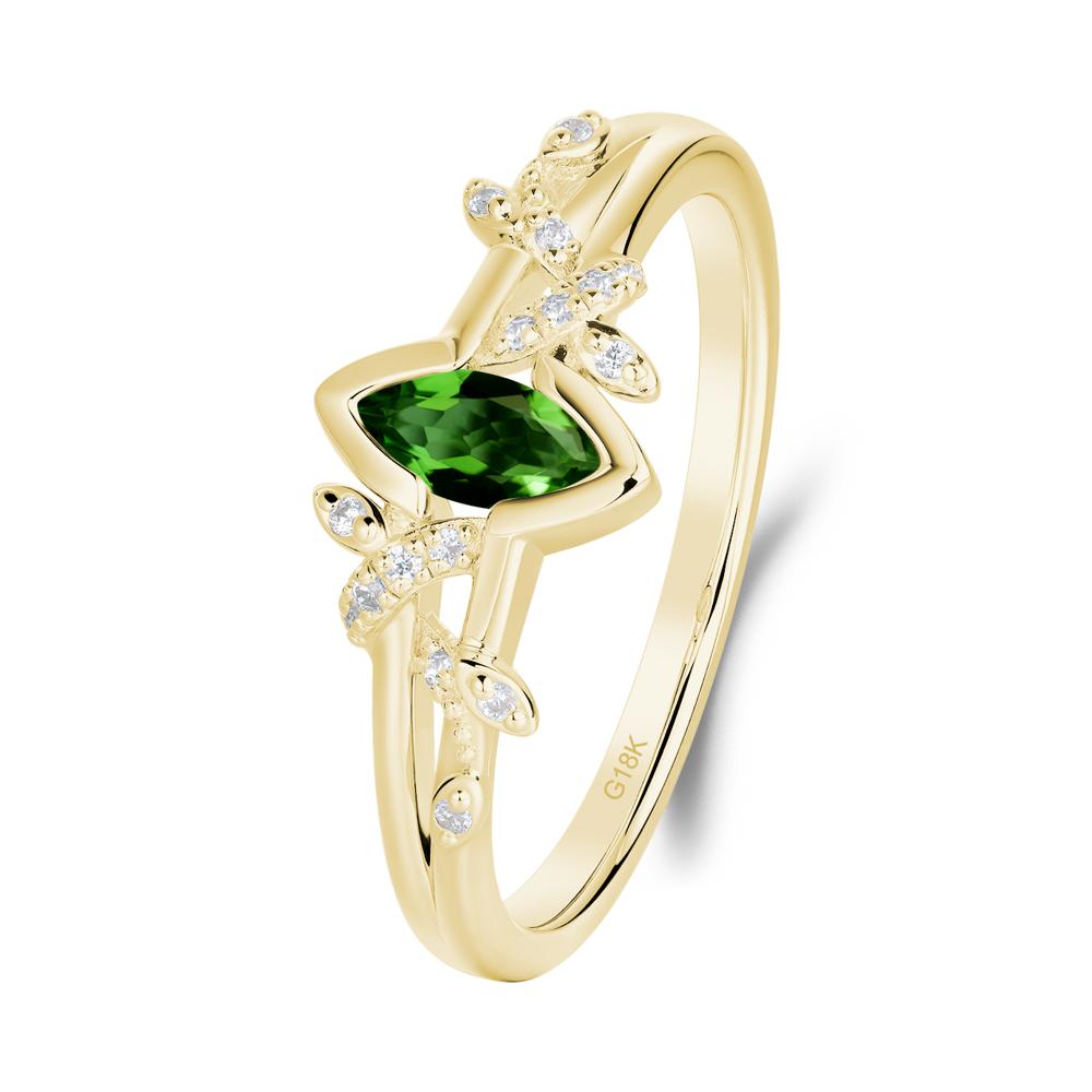 Unique Marquise Diopside Leaf Ring - LUO Jewelry #metal_18k yellow gold