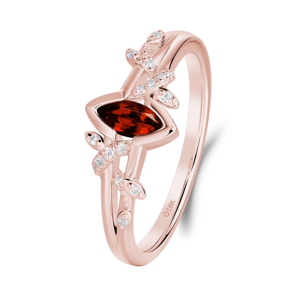 Nature Inspired Marquise Cut Garnet Ring - LUO Jewelry #metal_18k rose gold
