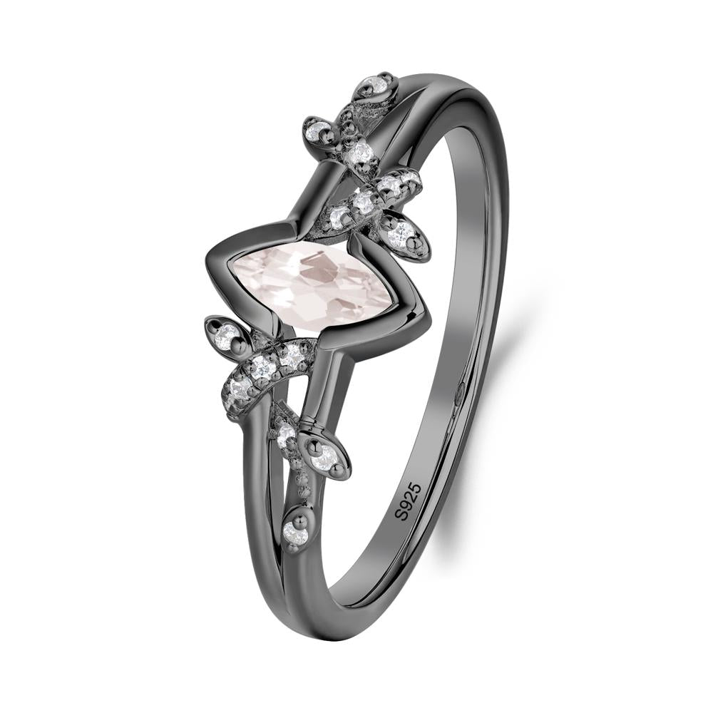 Nature Inspired Marquise Cut Morganite Ring - LUO Jewelry #metal_black finish sterling silver