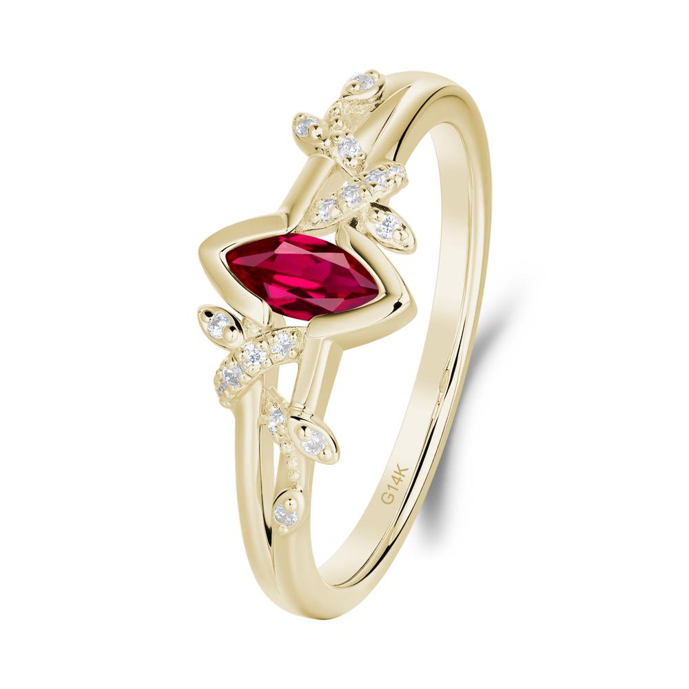 Nature Inspired Marquise Cut Ruby Ring - LUO Jewelry #metal_14k yellow gold