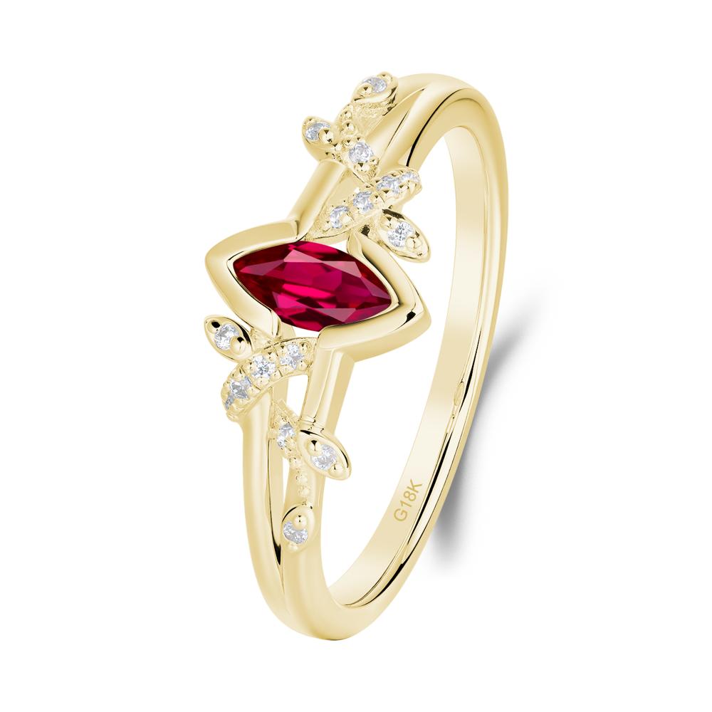 Nature Inspired Marquise Cut Ruby Ring - LUO Jewelry #metal_18k yellow gold