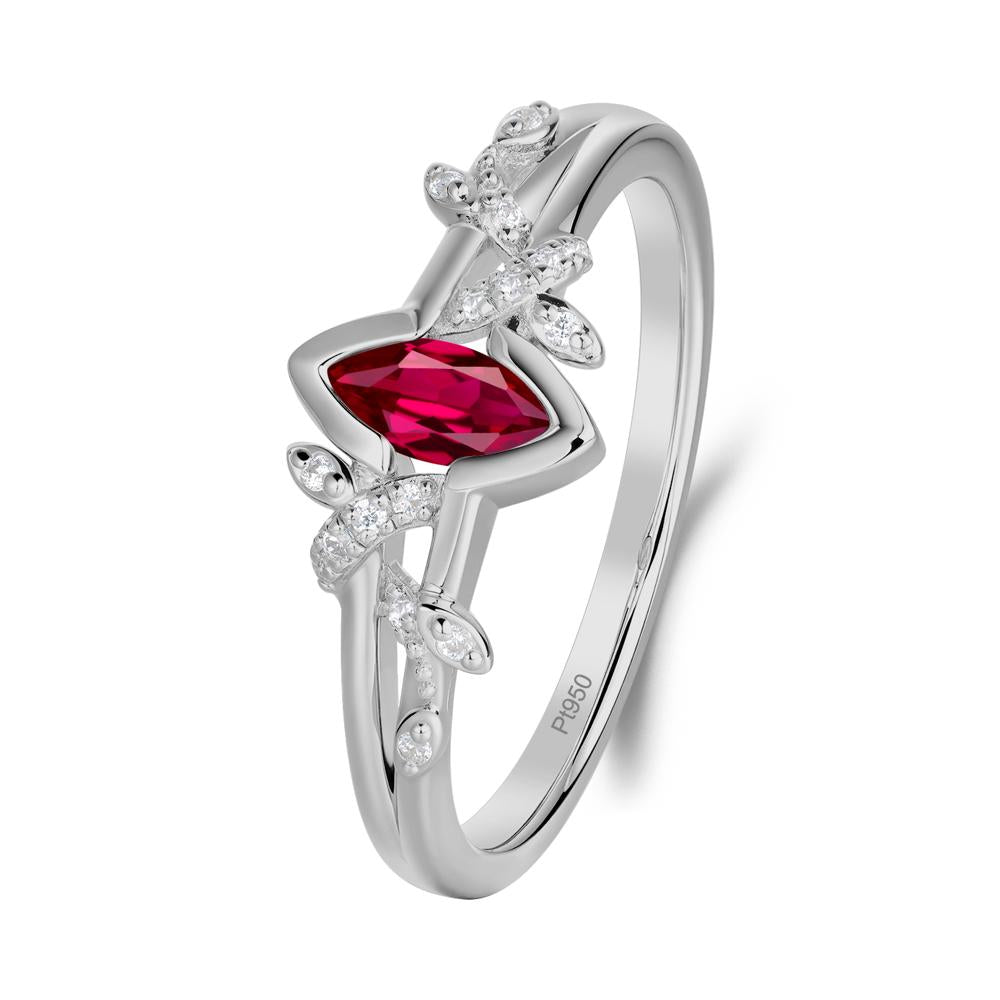 Nature Inspired Marquise Cut Ruby Ring - LUO Jewelry #metal_platinum