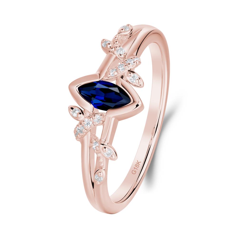 Leaf Marquise Sapphire Ring with Split Shank - LUO Jewelry #metal_18k rose gold