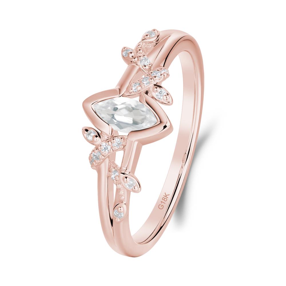 Leaf Marquise White Topaz Ring with Split Shank - LUO Jewelry #metal_18k rose gold