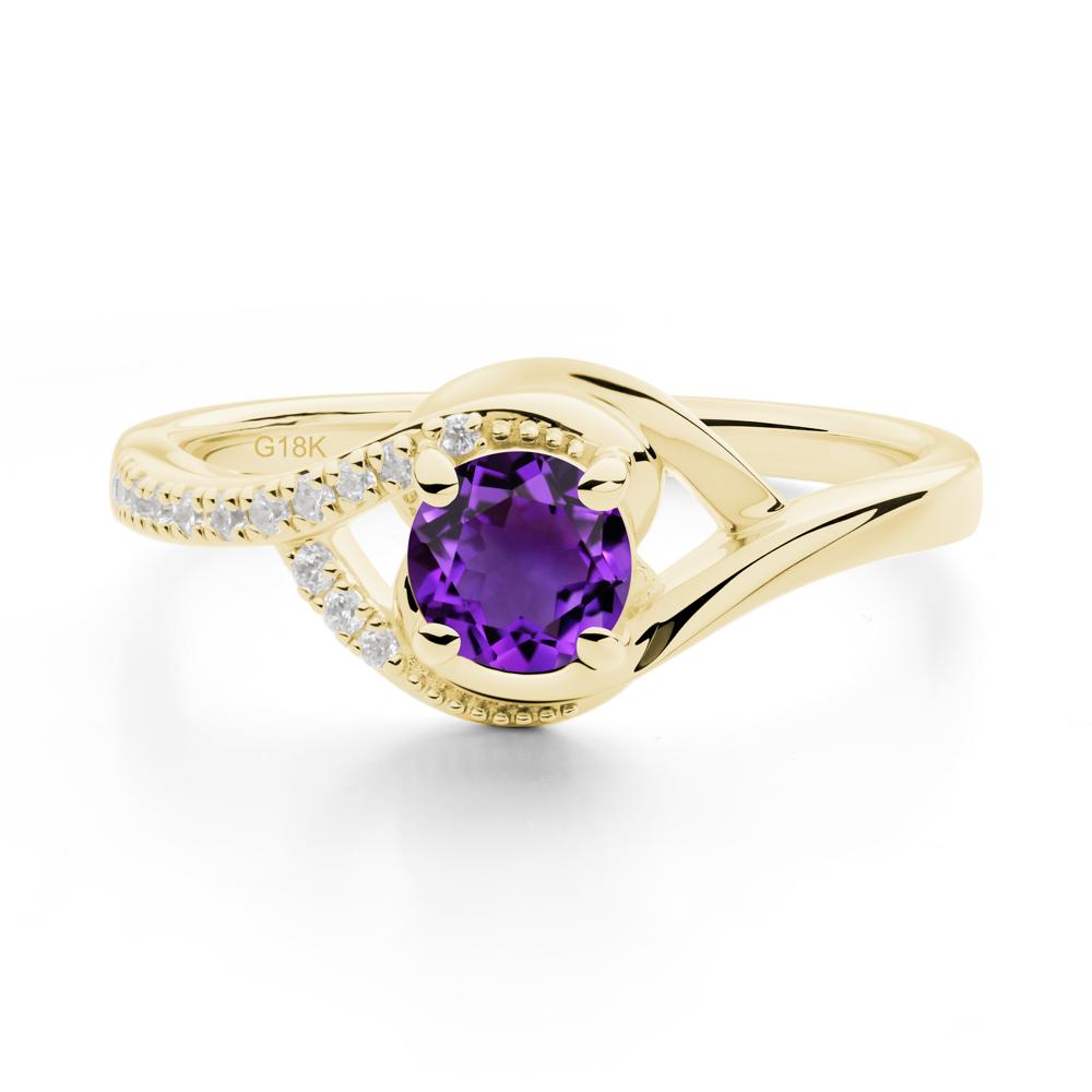 Amethyst Swirl Bypass Ring - LUO Jewelry #metal_18k yellow gold